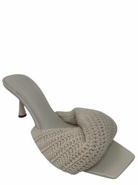 Studio Amelia Crochet Twisted Front Mules Heels Open Toe Slip On Leather Size 7